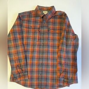 L.L. Bean Men's Casual Orange Plaid Shirt .